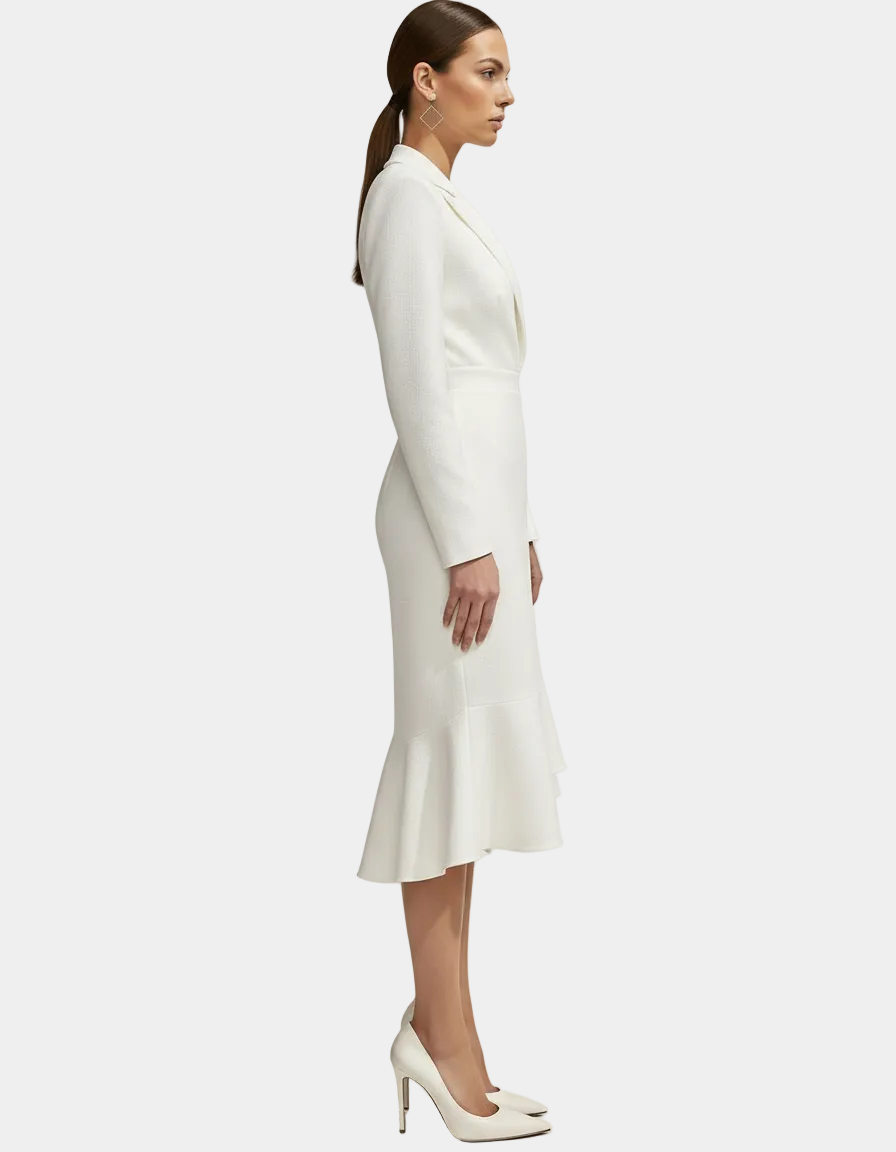 Ruffled Hem Midi Blazer Dress