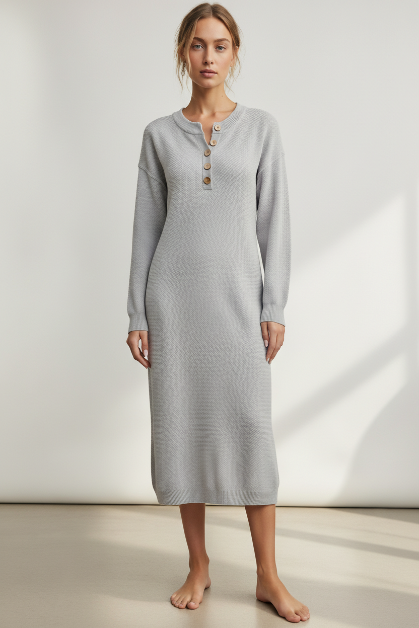 Notched Neck Midi Dress