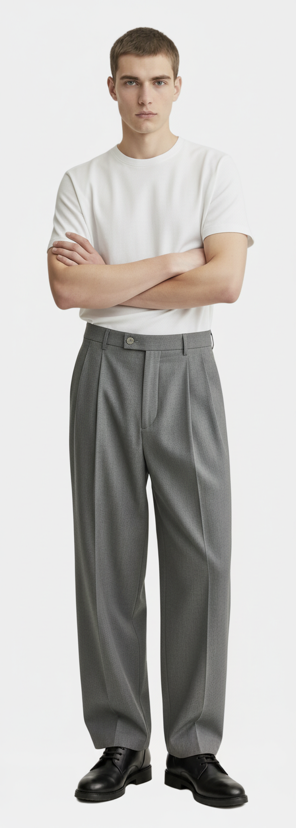 Wide-Leg Pleated Pants