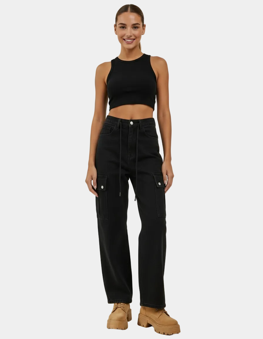 Drawstring Cargo Jeans