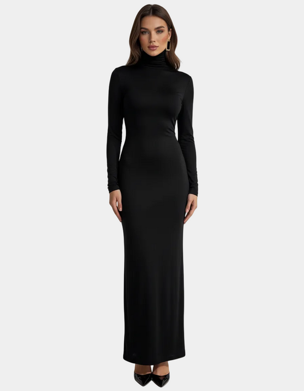Backless Turtleneck Maxi Dress