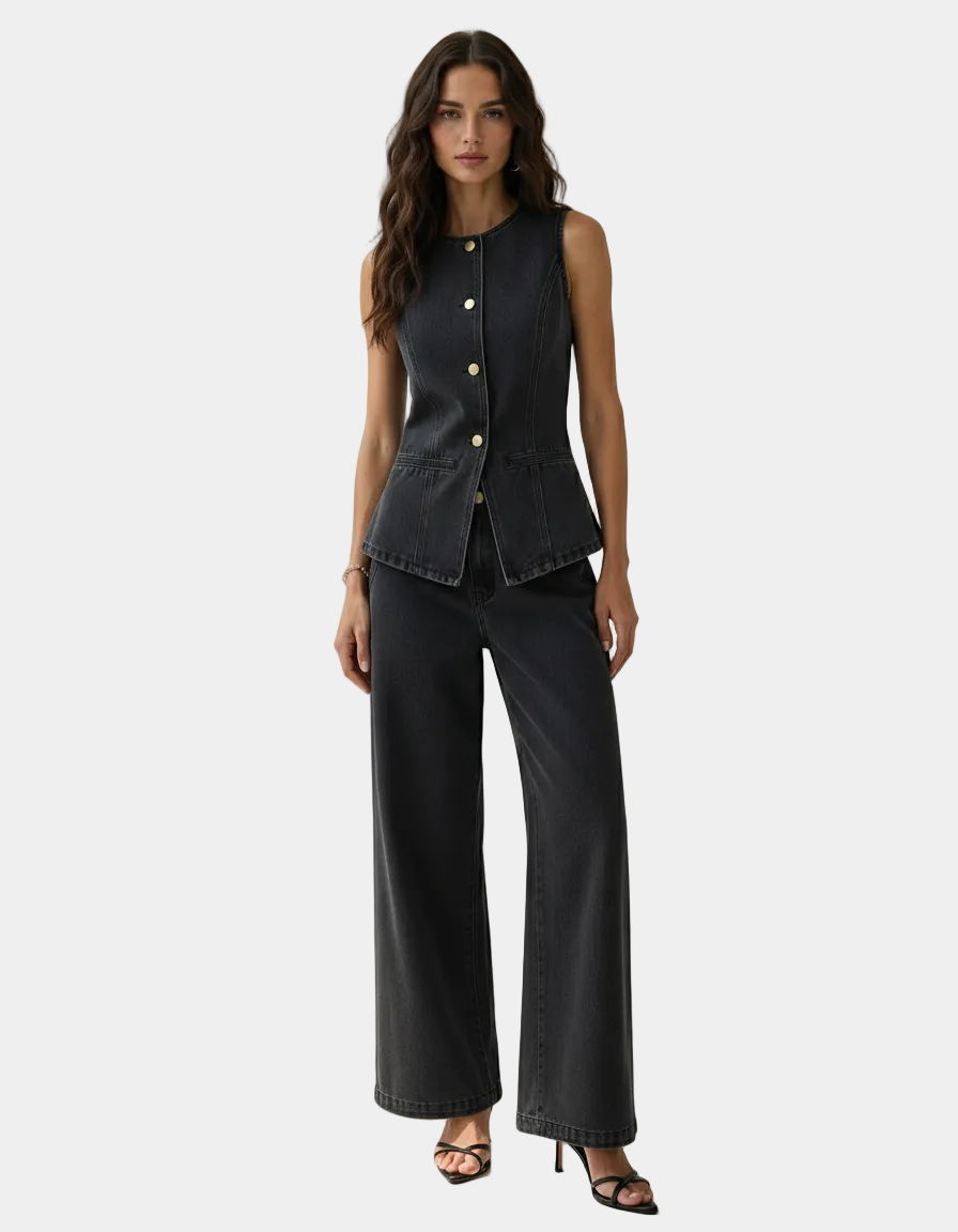 Button Up Denim Set