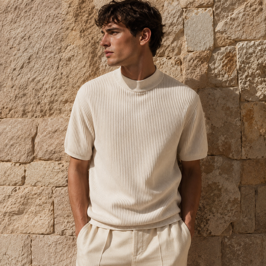 Ribbed Knit T-Shirt
