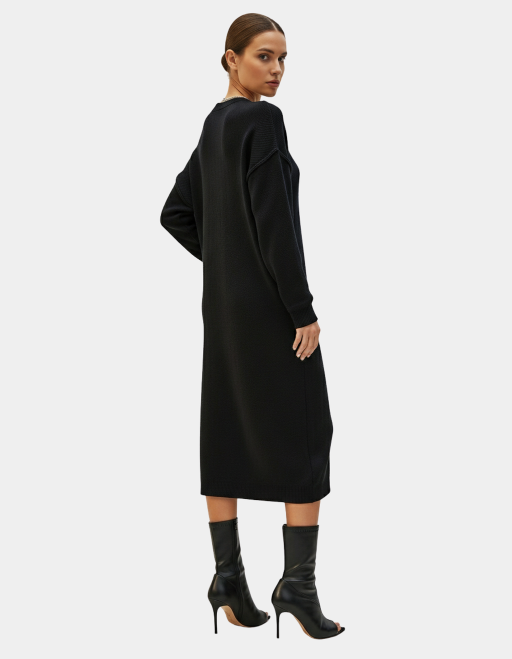 Notched Neck Midi Dress