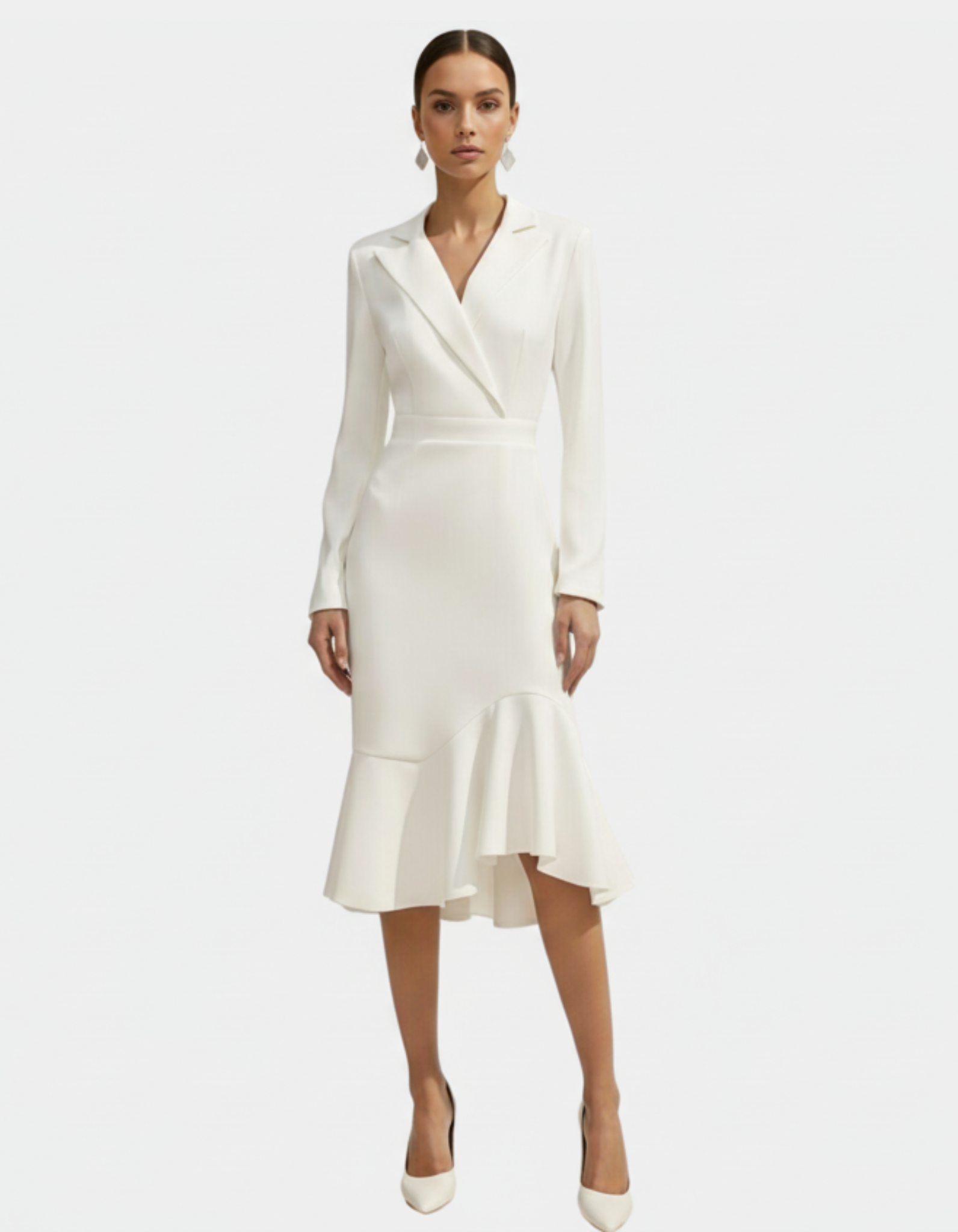 Ruffled Hem Midi Blazer Dress