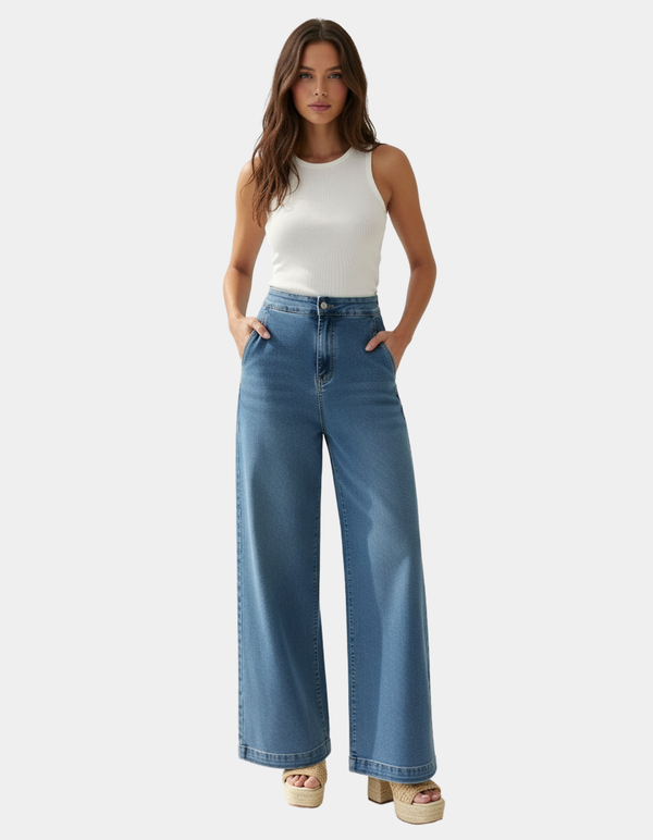High-Waisted Wide-Leg Jeans