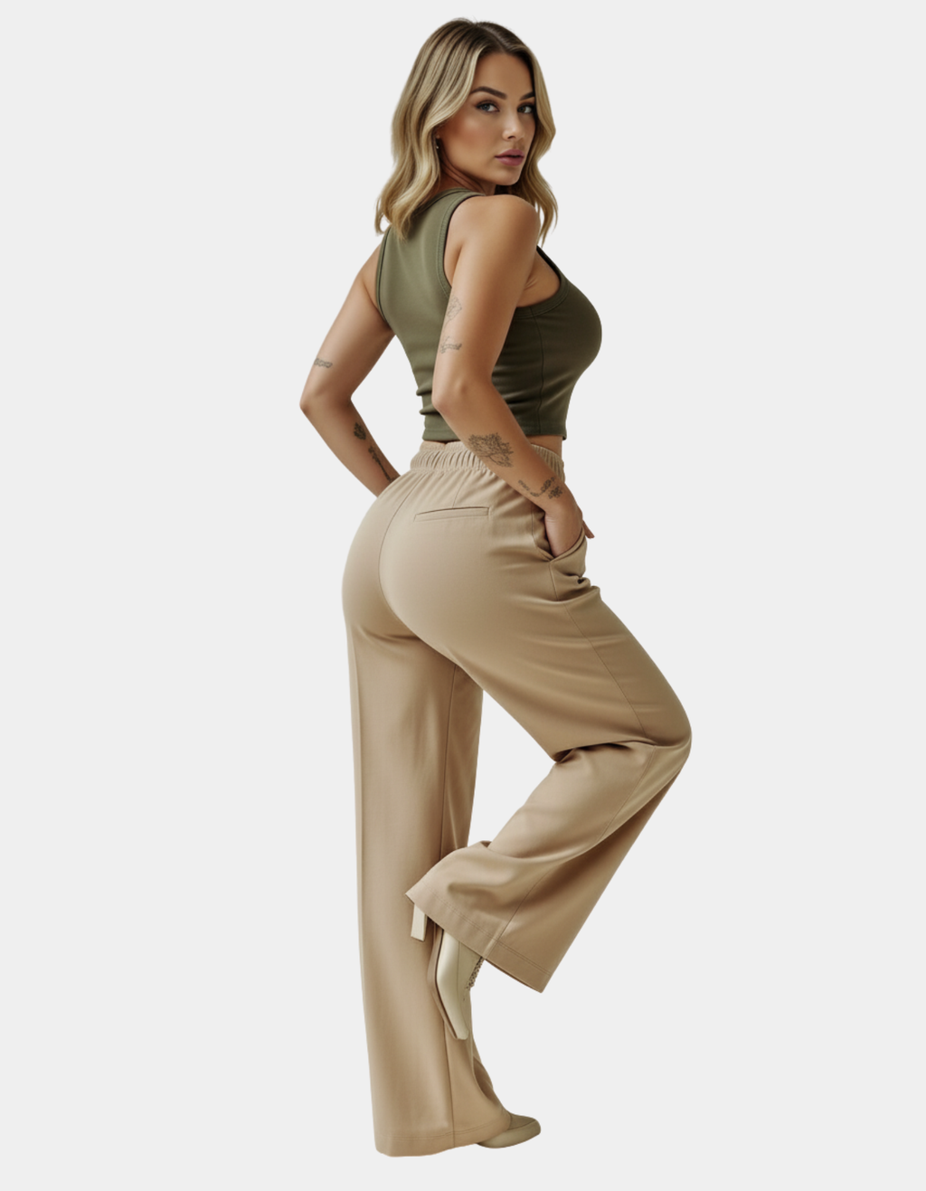 Wide-Leg Drawstring Pants