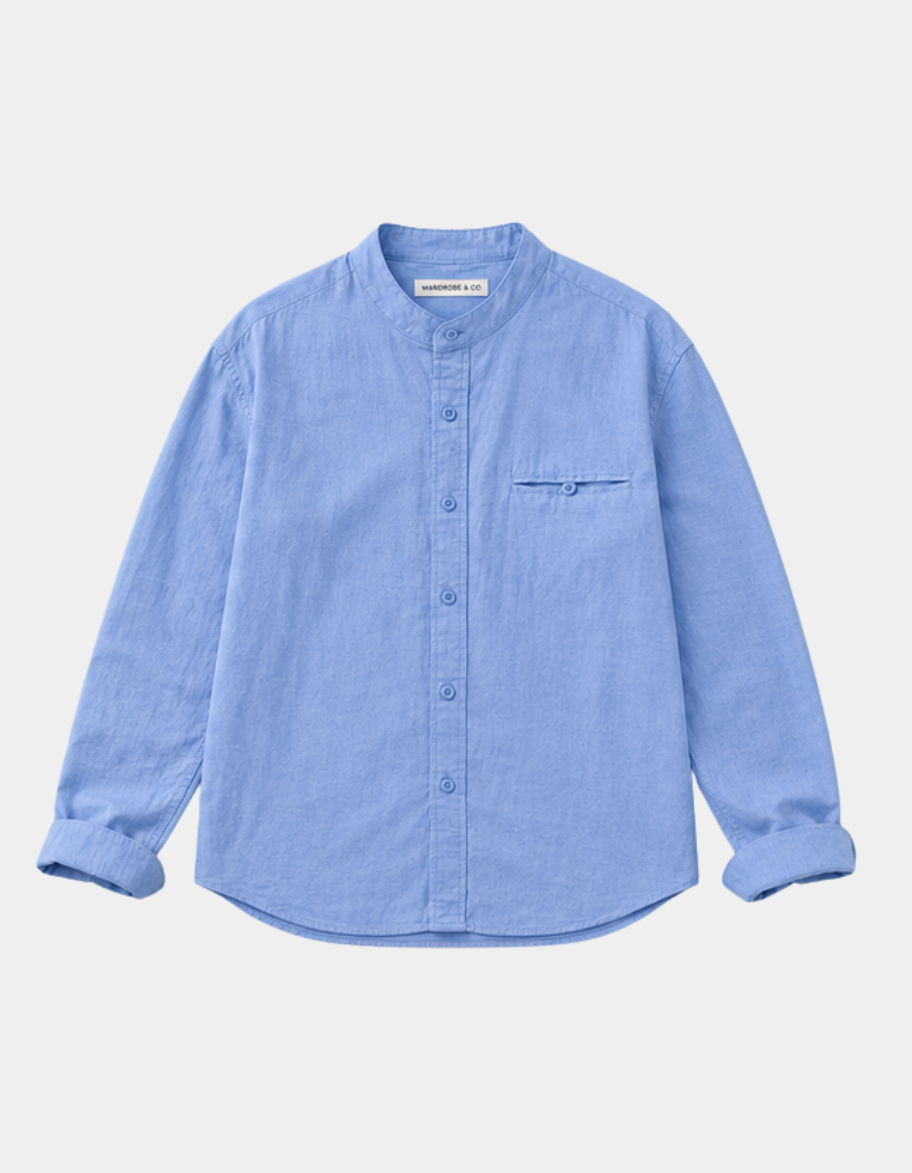 Band Collar Linen Shirt