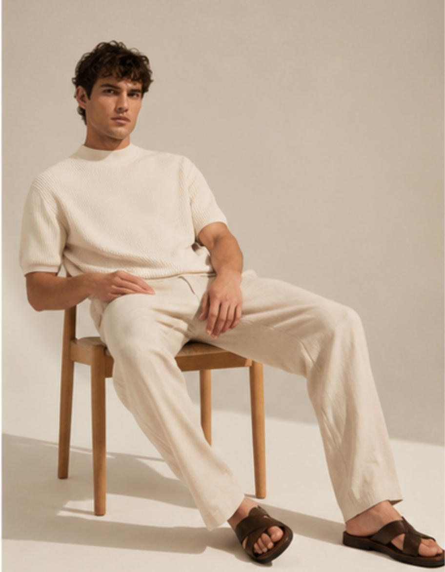 Ribbed Knit T-Shirt