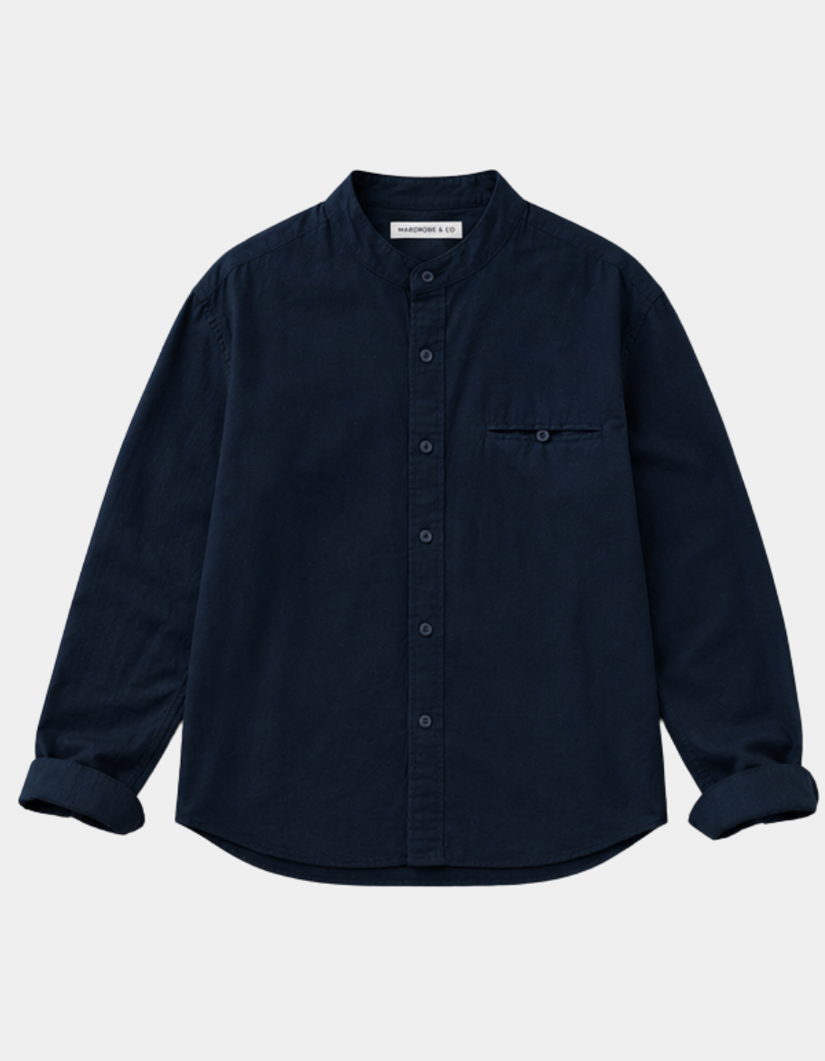 Band Collar Linen Shirt