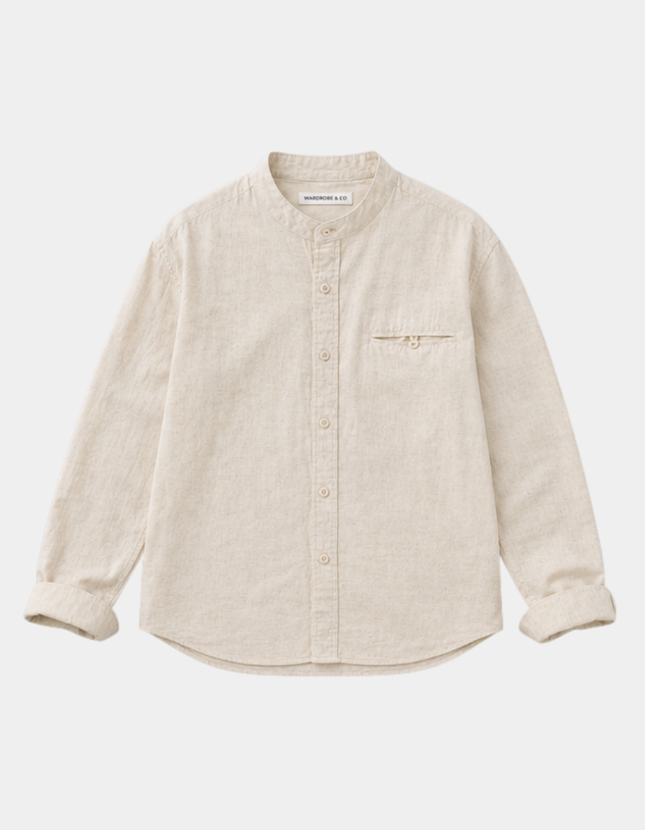 Band Collar Linen Shirt