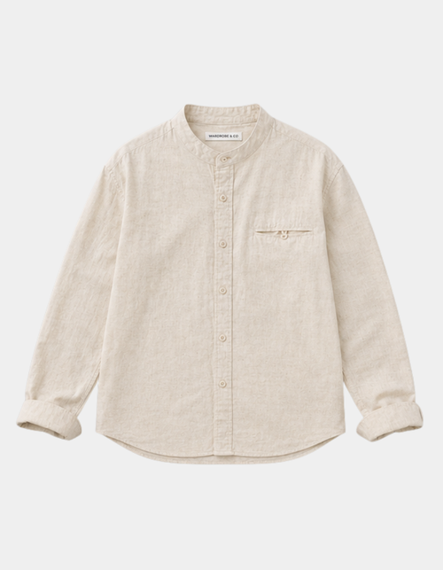 Band Collar Linen Shirt