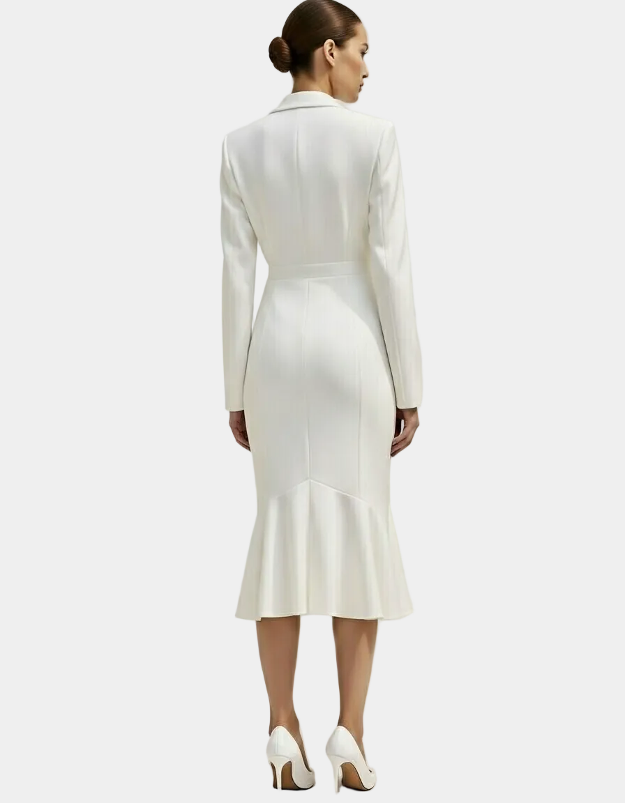 Ruffled Hem Midi Blazer Dress
