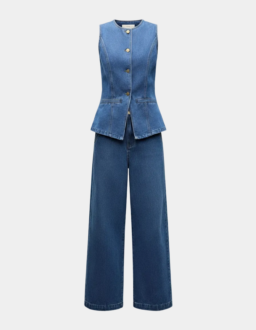 Button Up Denim Set