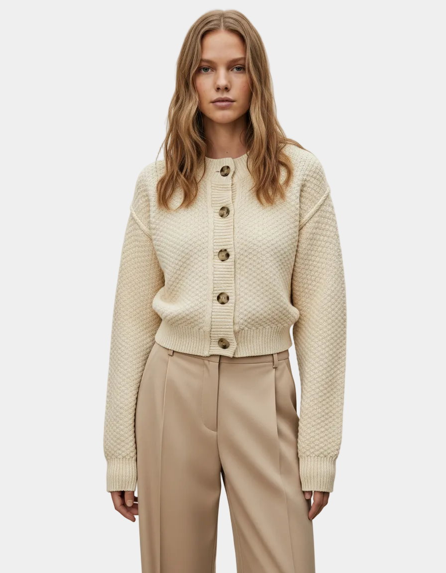 Button Front Cropped Cardigan