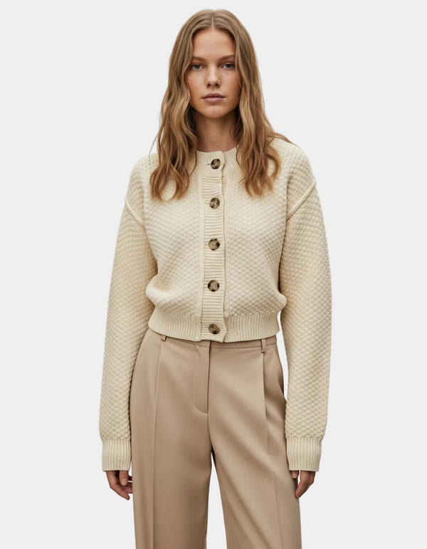 Button Front Cropped Cardigan