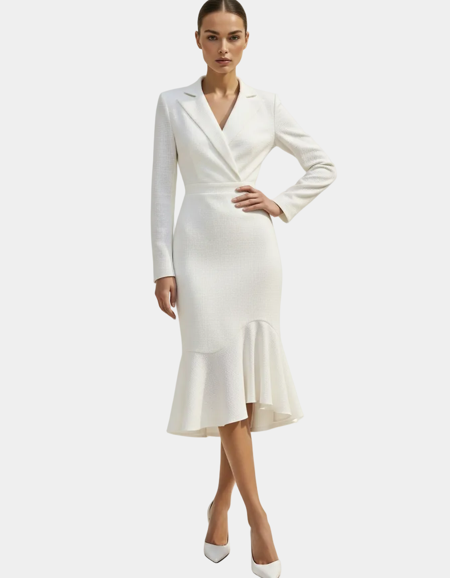 Ruffled Hem Midi Blazer Dress