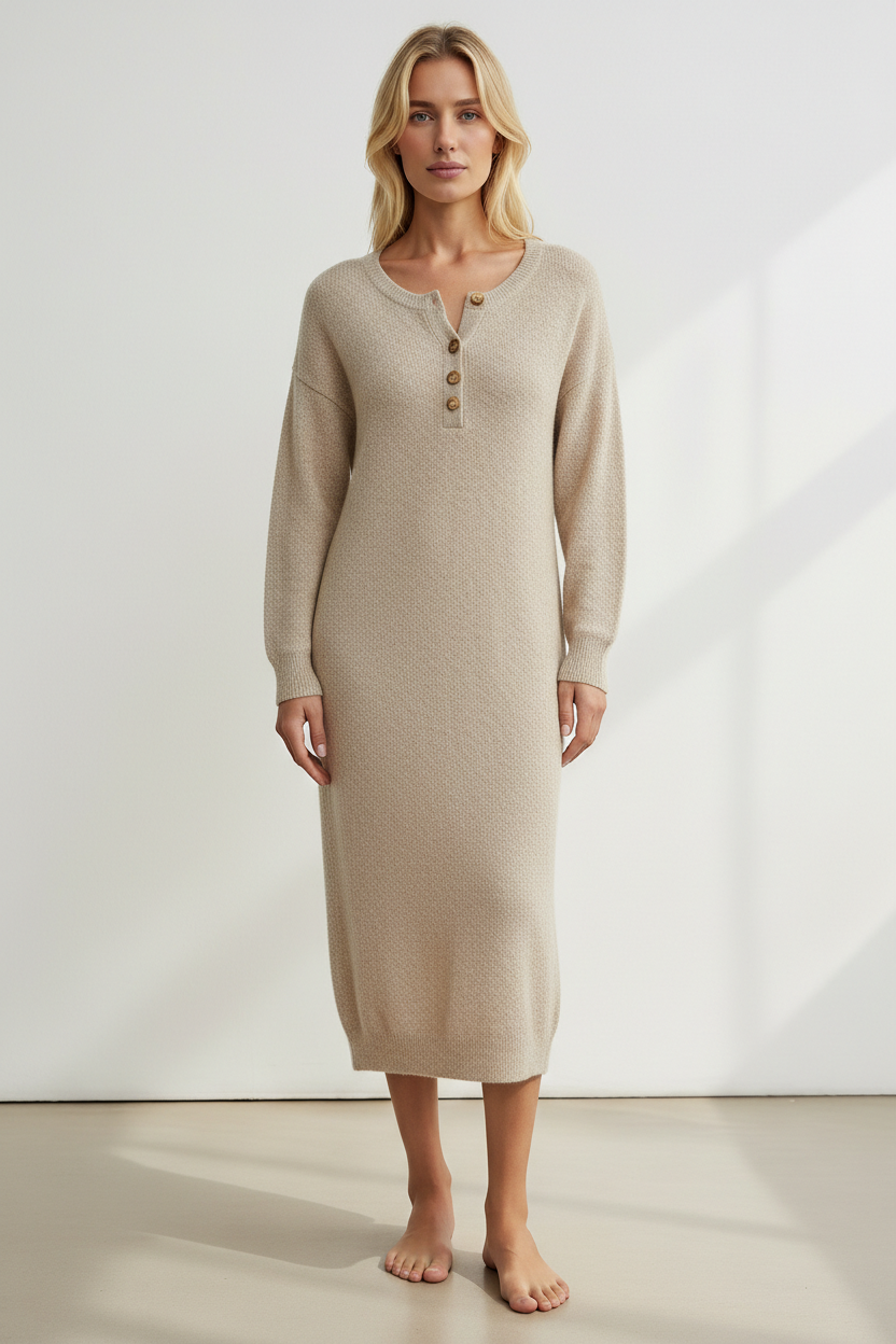 Notched Neck Midi Dress