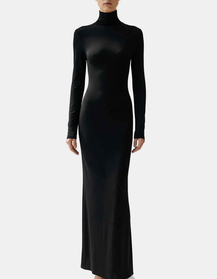 Backless Turtleneck Maxi Dress
